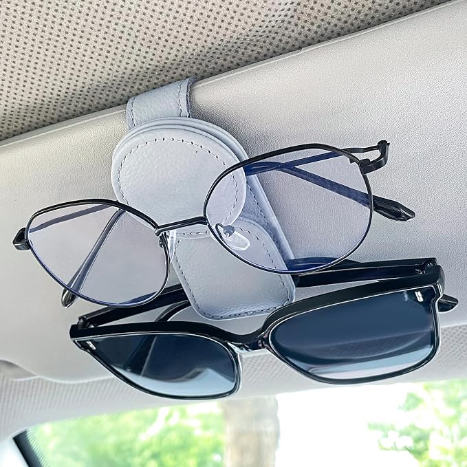 KIWEN Sunglasses Holder for Car Visor, Magnetic Leather Sunglass Eyeglass - Image 8
