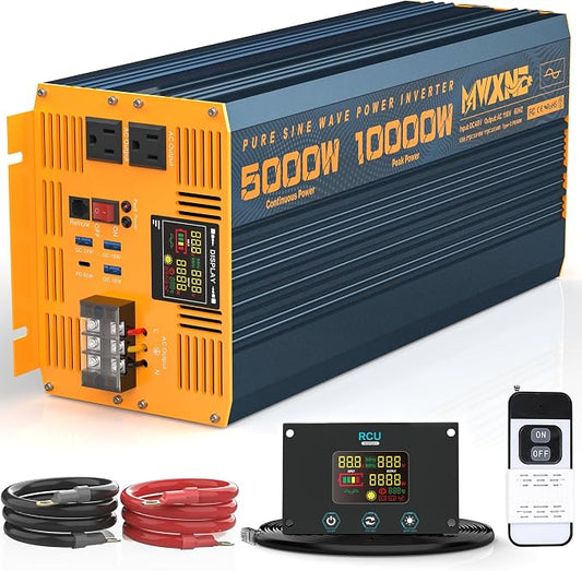 5000 Watt Power Inverter Pure Sine Wave 48V DC to 110V 120V 10000W Peak Heavy by MWXNE