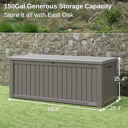 EAST OAK Outdoor Storage Box, 150 Gallon Deck Box, Large Resin Storage Bin - Image 3