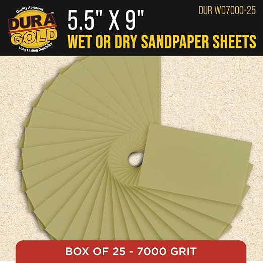 Dura-Gold Premium 7000 Grit Wet or Dry Sandpaper Sheets, 5-1/2" x 9", Box of 25 - Image 2