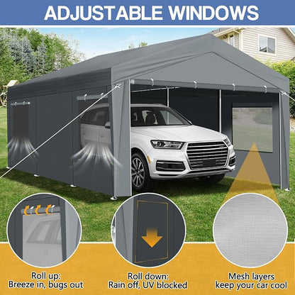 VINGLI 12 x 20 ft Outdoor Portable Storage Shed, Heavy Duty Bike Tent - Image 6