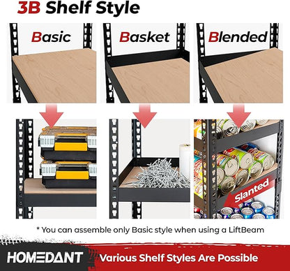 HOMEDANT 5 Tier Laminated Boltless Heavy Duty Garage Storage Adjustable Wide - Image 4