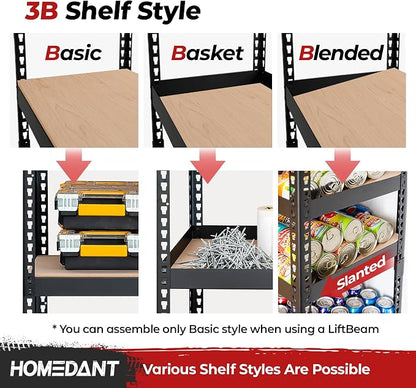 HOMEDANT 5-Tier Laminated Boltless Heavy Duty Metal Shelving Unit Adjustable - Image 4