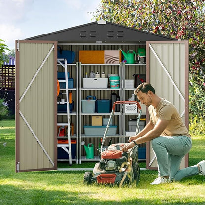Gizoon Outdoor Storage Shed 6 x 4 FT, Galvanized Metal Garden Shed - Image 3