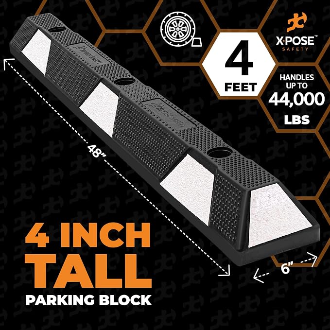 Xpose Safety 48" Heavy Duty Rubber Parking Stopper – 1 Pack Wheel Blocks - Image 3