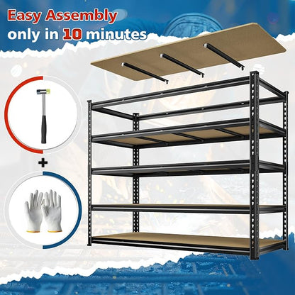 59.8" W Garage Shelving 72" H Storage Shelves 2750LBS Metal Shelving Heavy Duty - Image 7