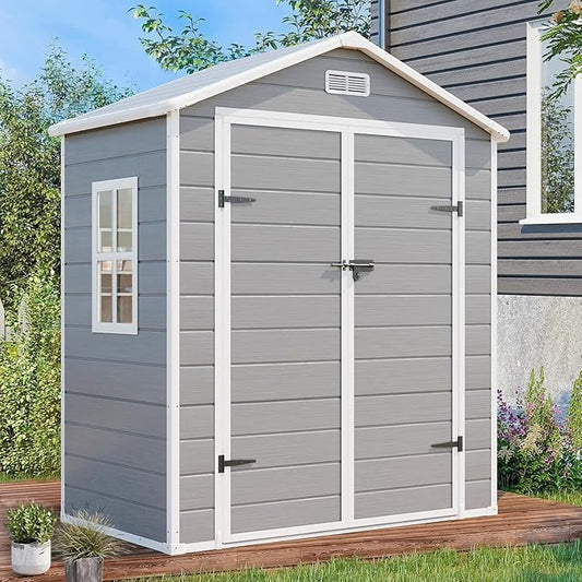 6x3 FT Resin Storage Shed, Waterproof Outdoor Shed by SELLERWE