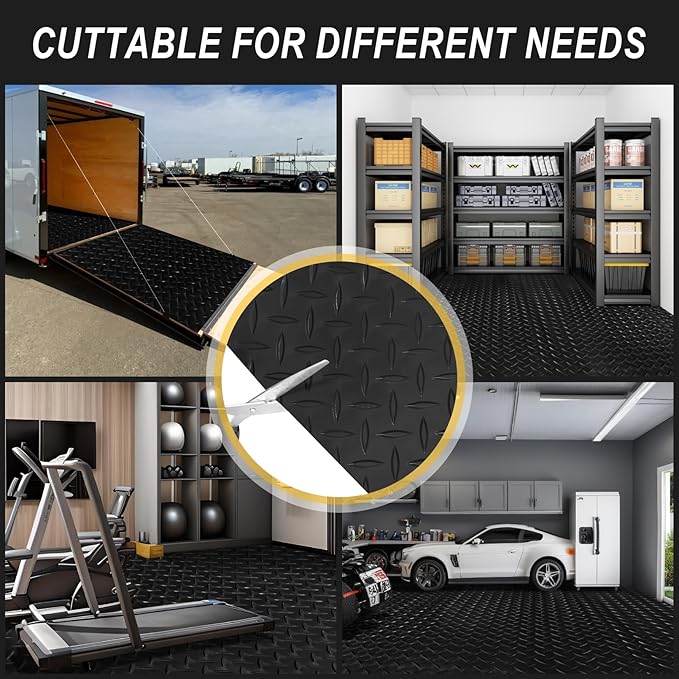 8x20 FT Garage Floor Mat, 2.8mm Thickened Flooring Roll Diamond Plate PVC - Image 5