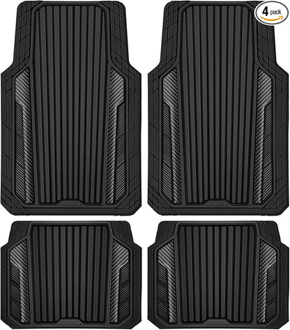CAR PASS Heavy Duty Rubber Car Mats Metallic, Aluminum Film All Weather Floor by CARPASS
