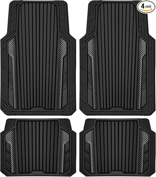 CAR PASS Heavy Duty Rubber Car Mats Metallic, Aluminum Film All Weather Floor by CARPASS