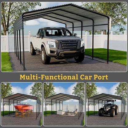 Metal Carport 10 * 15 FT with Enhanced Base Heavy Duty Garage with Galvanized - Image 7