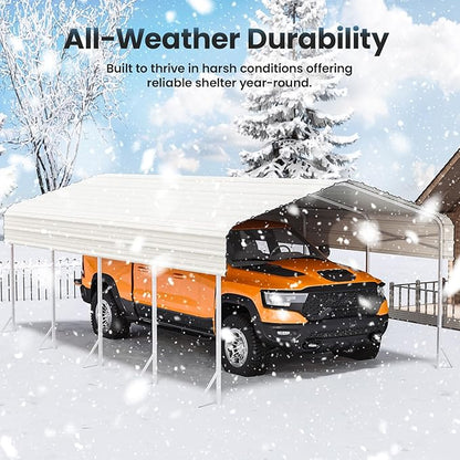 12x20' Heavy Duty Metal Carport – Sturdy Structure, All-Weather Protection - Image 6