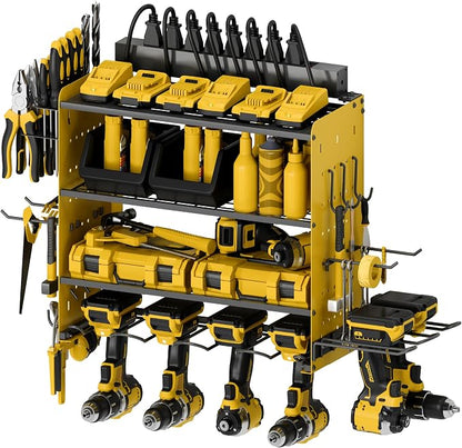 Power Tool Organizer with Charging Station, 4 Layers Garage Storage Rack with 6 by Sttoraboks