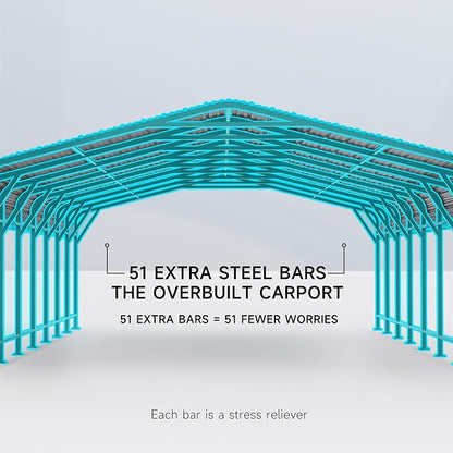 20x30 FT Metal Carport, Enhanced Base and Steel Roof - Image 7