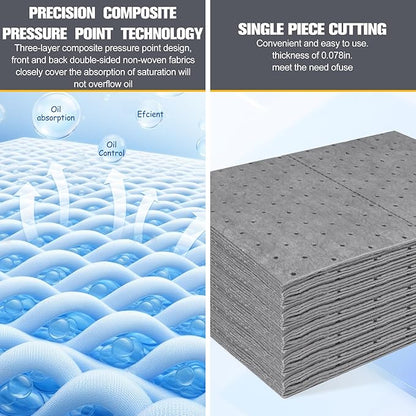100PC Oil Absorbent Pads | 13"x10" Meltblown Polypropylene Mats, Hand-Tear Lines - Image 5