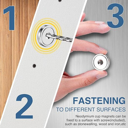MIKEDE 70 LBS Magnets with Screw Holes, 6 Pack Force Neodymium Cup Magnets 25mm - Image 7