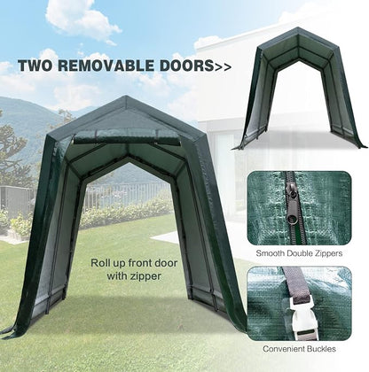ERGOMASTER 7 Ft x 12 Ft Outdoor Carport Patio Storage Shelter Metal Frame and - Image 4