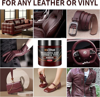 Maroon Leather Recoloring Balm, Leather Couch Scratch/Stain Remover, Leather - Image 2