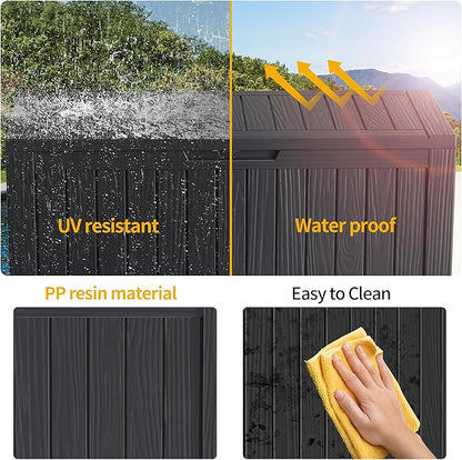 180 Gallon Resin Deck Box, Waterproof Outdoor Storage Bin - Image 7