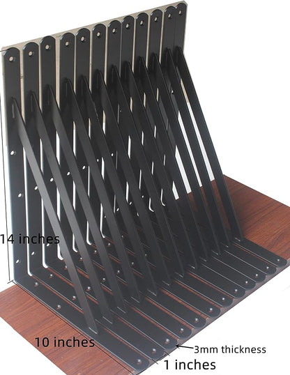 20 Pack L14 x H 10" Black Heavy Duty Shelf Brackets - Image 2