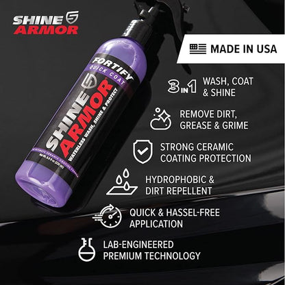 SHINE ARMOR Fortify Quick Coat – 3-in-1 Ceramic Coating Spray | Waterless Wash - Image 4