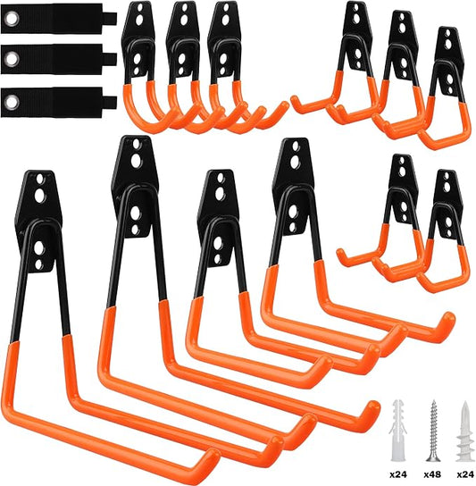 Garage Tool Storage Wall Hook Assortment Set: 15PCS Heavy Duty Large Hanger by SEDY