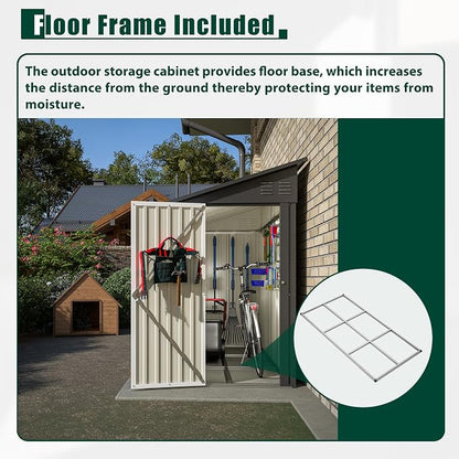 4x8 FT Outdoor Storage Shed, Lean to Metal Shed W/Floor Included, Garden - Image 4