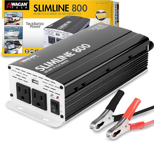 Wagan EL3718 800W Slim Line AC to DC Power Inverter 800W TrueRated Continuous by WAGAN