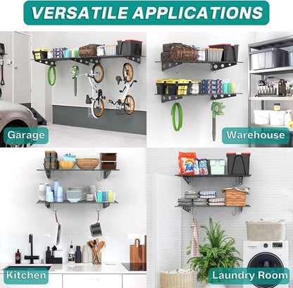 EVERHANGER Wall Mounted Garage Wall Shelves, 2 x 4 ft Metal Storage Shelves - Image 7