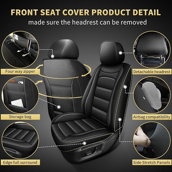 AOMSAZTO Ford Ranger Seat Covers: Full Set Custom Fit 2019 2020 2021 2022 2023 - Image 3