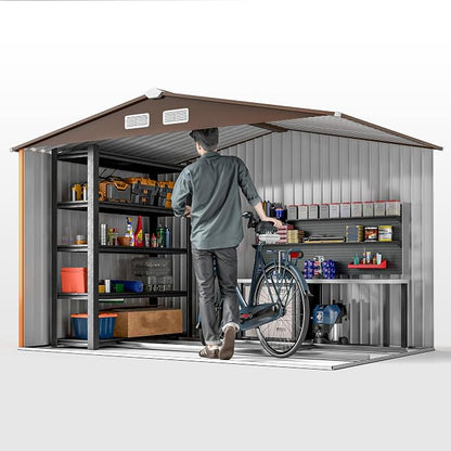 Outsunny 9' x 6' Outdoor Storage Shed, Garden Tool Metal Shed - Image 9