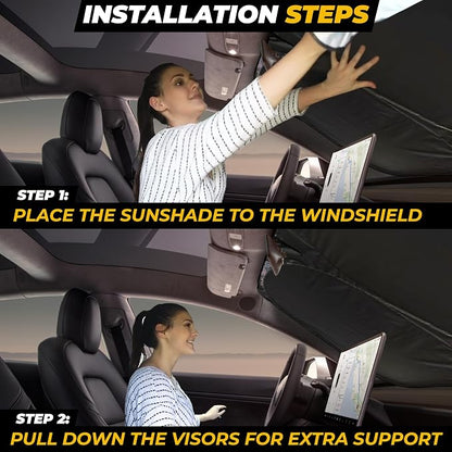 Tesla Windshield Sun Shade for Model – XX-Large 56" x 36", Foldable Front - Image 4