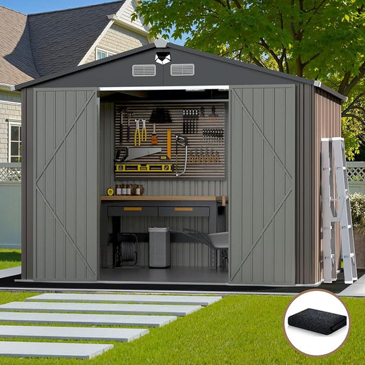 10x12 FT Outdoor Storage Shed, Metal Tool Sheds, Waterproof Outside Storage Shed by BENASS