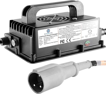 800W Lead Acid Battery Charger 48 Volt 15 AMP 3-Pin Original Gray One-Piece by Eliumsync
