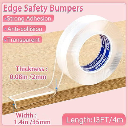 Clear Soft Corner Protectors for Furniture Strip, 1.4in x13FT, Sharp Edge & - Image 2