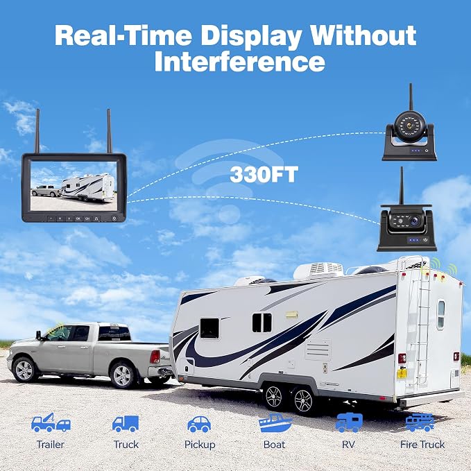 1080P 7" Magnetic Wireless RV Backup Camera System, 2 Rear Cameras + 2 Side - Image 6