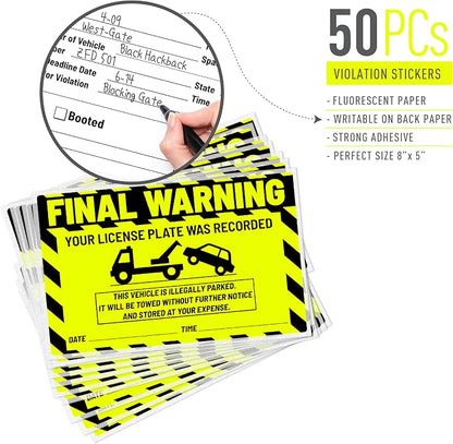 easykart labels 50 Parking Violation Notice Parking Violation Stickers Tow - Image 2