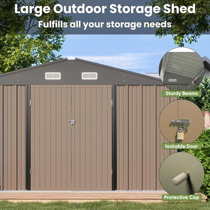 Patiowell 10 x 10 FT Outdoor Storage Shed, Metal Yard Shed - Image 3