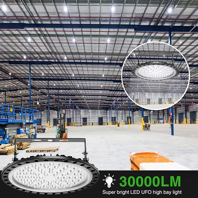 Viugreum 5 PACK 300W UFO LED High Bay Light, 30000LM 6500K Daylight White LED - Image 7