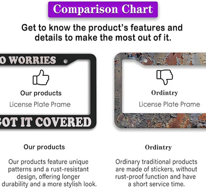 License Plate Frames Black and White License Plate Frame No Worries, God’s Got - Image 6