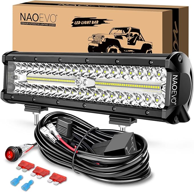 NAOEVO 12 Inch LED Light Bar, 300W 30000LM LED Offroad/Driving/Fog Lights by NAOEVO