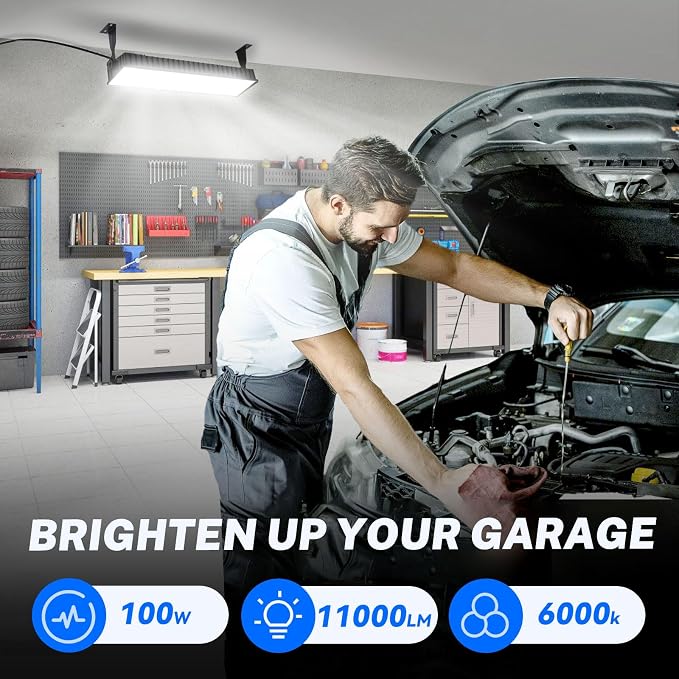 6 Pack LED Shop Lights, 100W 11000LM Plug in Garage Light - Image 2
