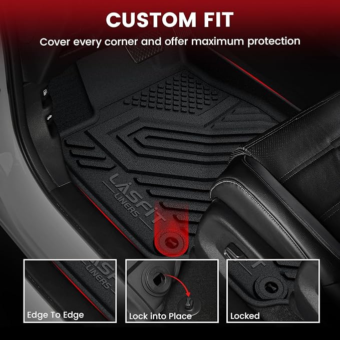 LASFIT Floor Mats for Honda Ridgeline 2025 2024 2023-2017 Crew Cab, All Weather - Image 3