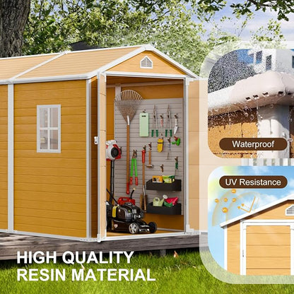 8x6 FT Resin Storage Shed, Waterproof Outdoor Shed w/Floor Included, 2 Windows - Image 5