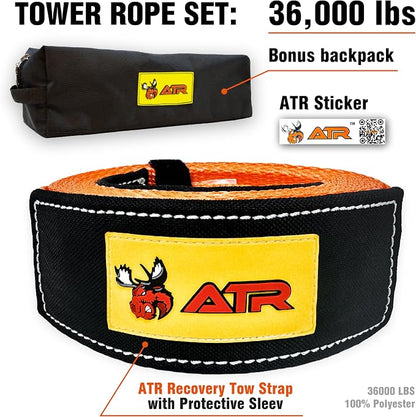 ATR Recovery Tow Strap 3.5" x 20ft – 36, 000 lbs Break Strength, Heavy Duty - Image 2