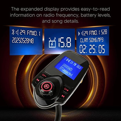 ONN Upgraded 2025 Car Bluetooth FM Transmitter – 1.44" Display, Flexible - Image 8