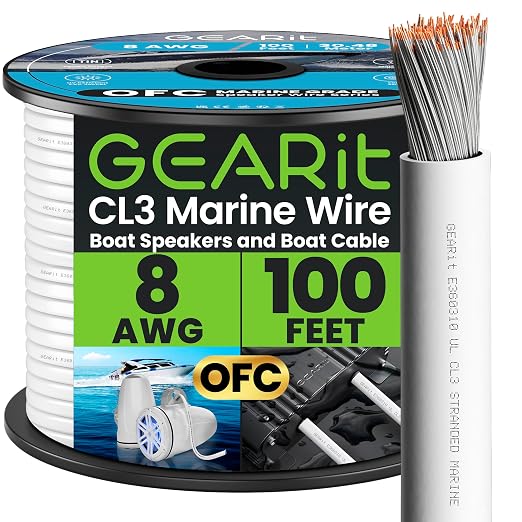 GEARit 8 Gauge Marine Electrical Primary Wire, 8 AWG Marine Grade Tinned Copper by GEARit