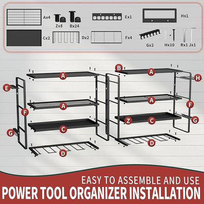 NINAT Heavy Duty 4-Tier Wall Mount Tool Organizer Rack - Image 5
