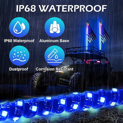 2PCS 3FT RGB LED Whip Light - Image 5