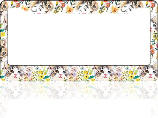 Cute Cat License Plate Frame Kitten Stainless Steel License Plate Holder by TINALUIN